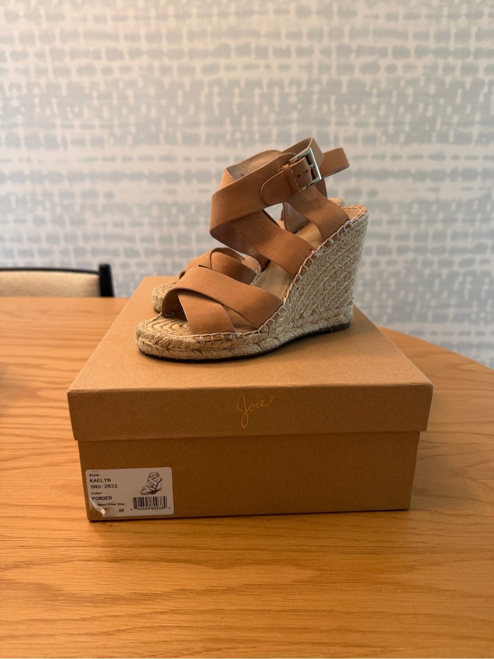 Joie Kaelyn Espadrille Wedge Sandals Powder Leather EU 36 / US 6